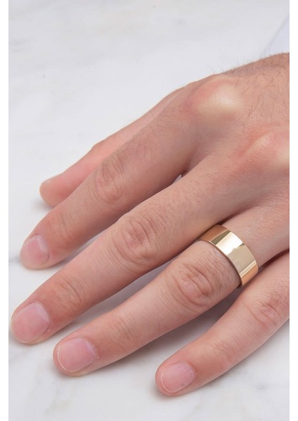 8mm Geniş Düz Model Parlak Çelik Alyans Erkek Kadın Unisex Yüzük cl28