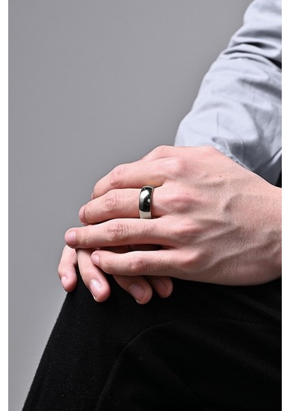 Unisex 8mm Geniş Bombeli Erkek Kadın Çelik Alyans Yüzük cl19