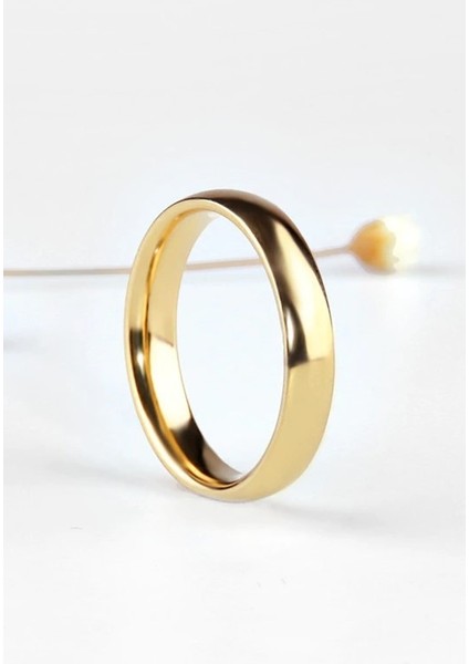 Unisex 4mm İnce Bombeli Erkek Kadın Çelik Alyans Yüzük cl18