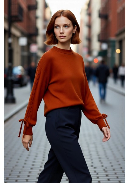 Kadın Günlük Kullanım Için Regular Kalıp Bisiklet Yaka Düşük Kol Akrilik Triko Kazak Tunik Kışlık modelleri