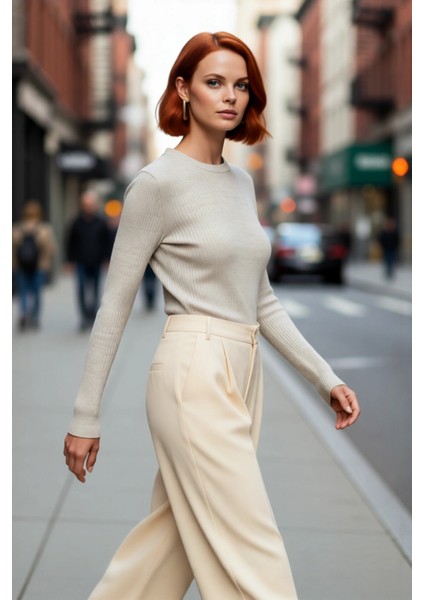 Kadınlara Özel Fitted Kesim Bisiklet Yaka Uzun Kollu Triko Kazak Kışa Şıklık Kaliteli modelleri