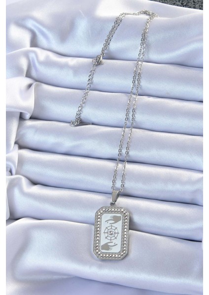 316L Çelik Zincir Gümüş Renk Mineli Zirkon Taşlı Göz Figür Tarot Kolye - Lisinya fiyatları