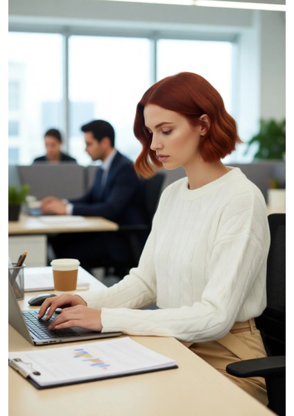 Kadınlara Özel Ekru Regular Kesim Süper Crop Saç Örgü Bisiklet Yaka Uzun Kol Akrilik Triko Kazak fırsatları