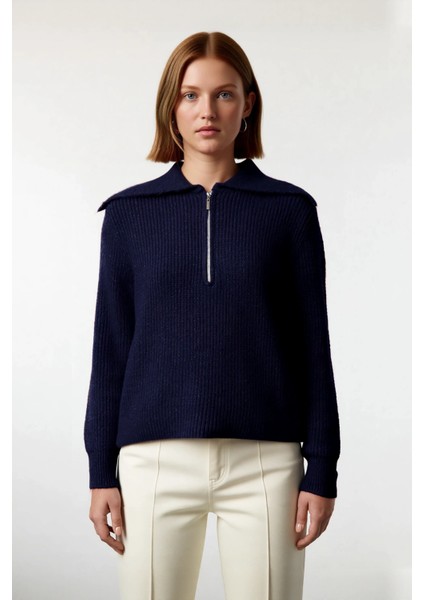 Kadın Orta Kalınlık Akrilik Karışımlı Selanik Dokuma Polo Yaka Triko Kazak Günlük Kullanım fiyatları