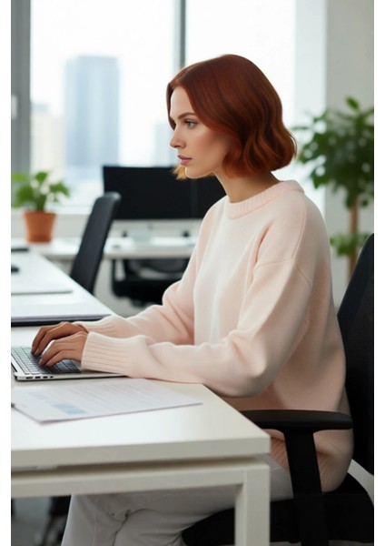 Kadın Düşük Kol Oversize Triko Kazak Bisiklet Yaka Yumuşak Dokulu Basic Kış Kombinleri Için Ideal