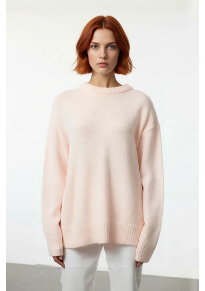 Kadın Düşük Kol Oversize Triko Kazak Bisiklet Yaka Yumuşak Dokulu Basic Kış Kombinleri Için Ideal fiyatları