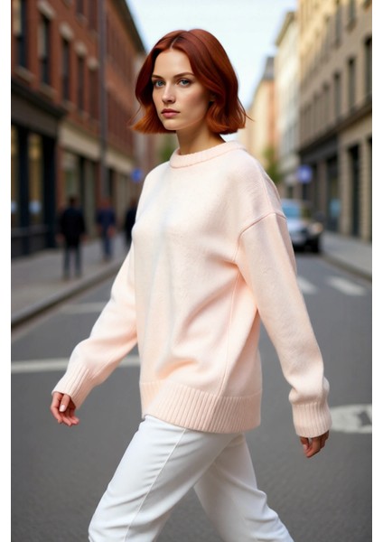 Kadın Düşük Kol Oversize Triko Kazak Bisiklet Yaka Yumuşak Dokulu Basic Kış Kombinleri Için Ideal fırsatları