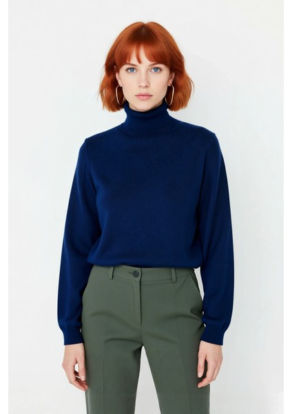 Kadın Günlük Akrilik Oversize Balıkçı Yaka Triko Kazak Konforlu ve Şık Kış Kombinleri Kaliteli