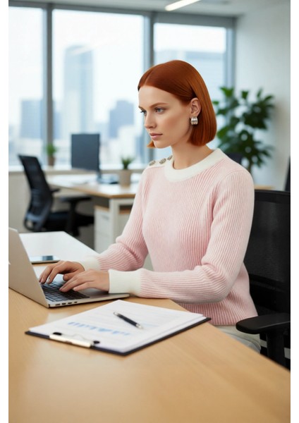 Kadın Mavi Beyaz Çizgili Selanik Dokulu Düğmeli Triko Kazak Kış Sonbahar Için Basic ve Konforlu fırsatları