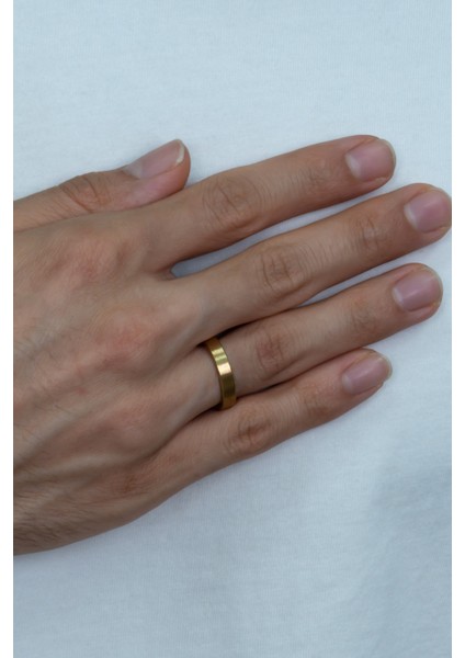 4mm Mat Düz Model Unisex Kadın Erkek Çelik Alyans Yüzük cl35