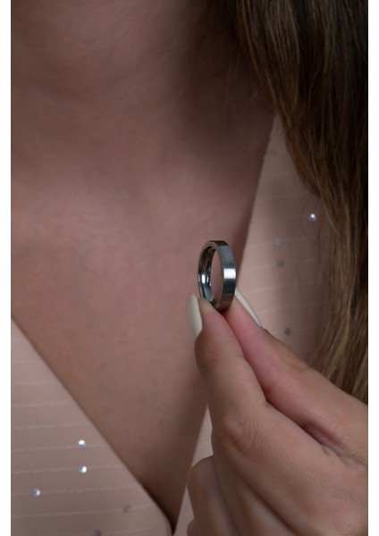 4mm Mat Düz Model Unisex Kadın Erkek Çelik Alyans Yüzük cl35