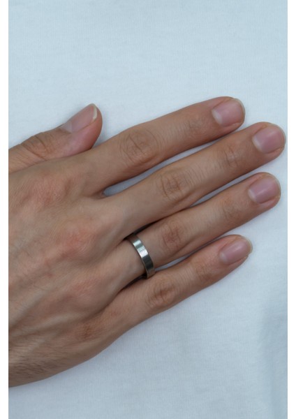 4mm Mat Düz Model Unisex Kadın Erkek Çelik Alyans Yüzük cl35