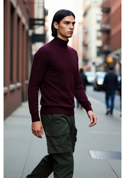 Erkek Slim Fit Dik Yaka Basic Triko Kazak Soğuk Havalarda Konforlu ve Rahat Bir Tarz Sunar modelleri