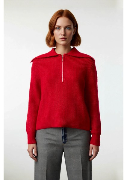 Kadın Orta Kalınlık Akrilik Karışımlı Selanik Dokuma Polo Yaka Triko Kazak Günlük Kullanım fiyatları