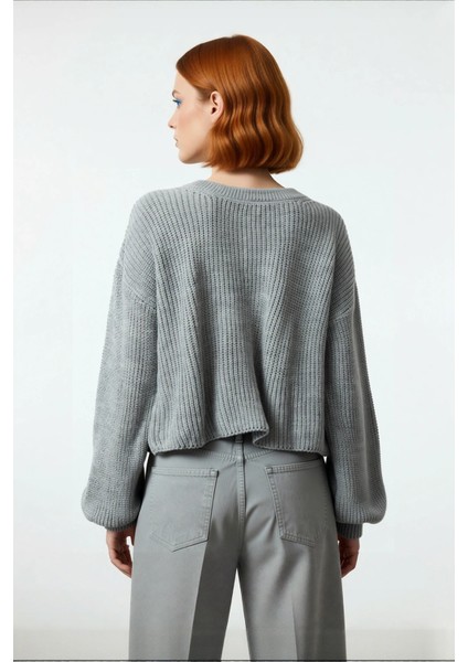 Kadın Triko Çift Taraflı Kurdeleli Crop Kesim Regular Kalıp Düşük Kol Selanik Örgü Akrilik Kazak modelleri