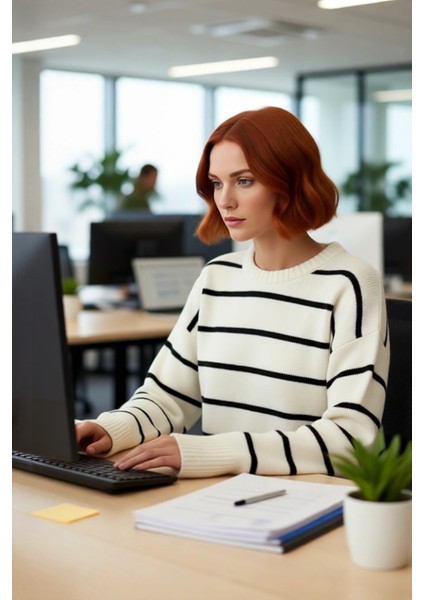 Kadın Düşük Kol Oversize Triko Kazak Bisiklet Yaka Yumuşak Dokulu Basic Kış Kombinleri Için Ideal