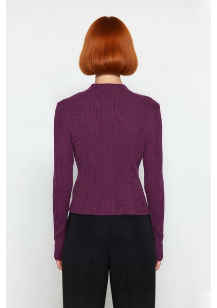 Kadın Fitted Dik Yaka Fitilli Uzun Kollu Triko Kazak Günlük Basic Siluet Kış Sonbahar Konforu fiyatları