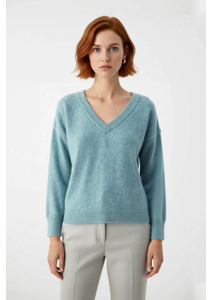 Kadın Günlük Kombinler Için Rahat Oversize Triko V Yaka Düşük Kol Kışlık Kazak Kaliteli Şık fiyatları