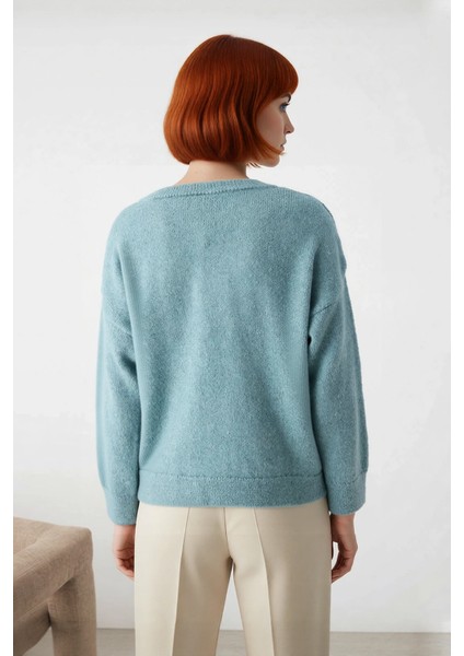 Kadın Günlük Kombinler Için Rahat Oversize Triko V Yaka Düşük Kol Kışlık Kazak Kaliteli Şık modelleri