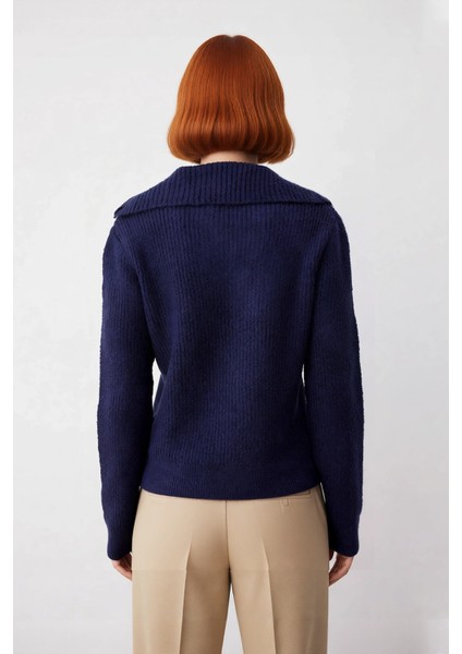 Kadın Orta Kalınlıkta Basic Devrik Yakalı Taşlı Triko Kazak Günlük Kullanım Için Ideal Seçim modelleri