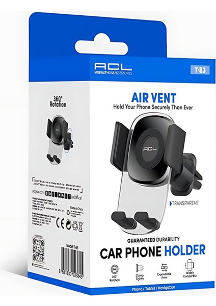 T-83 Araç Içi Telefon Tutacağı | Klipsli Havalandırma Tipi Güçlü Sabitleyici fiyatları