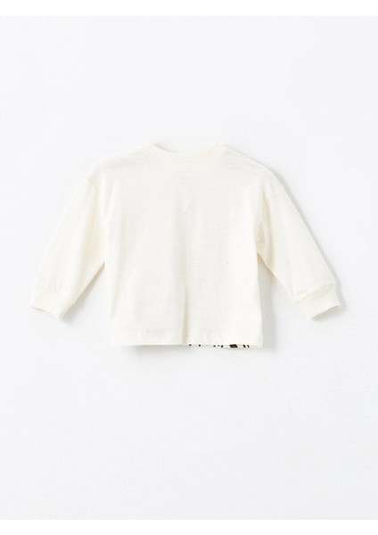 Lcw Baby Bej Bisiklet Yaka Uzun Kollu Baskılı Erkek Bebek Tişört ve Eşofman Alt 2'li Takım fırsatları