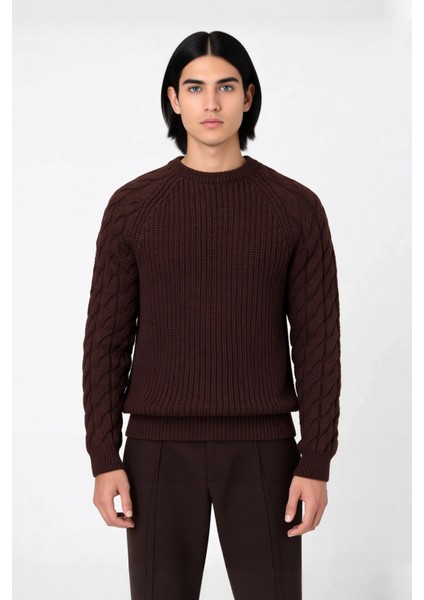 Unisex Basic Regular Kalıp Bisiklet Yaka Saç Örgü Desenli Kalın Triko Kazak Kışlık Şıklık Kaliteli fiyatları