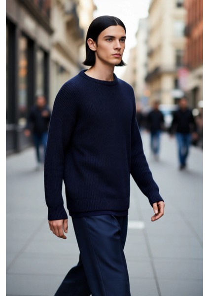 Soğuk Kış Günleri Için Erkek Oversize Kalıp Bisiklet Yaka Rahat Triko Kazak Basic Stil Kaliteli modelleri