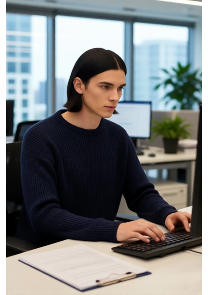 Soğuk Kış Günleri Için Erkek Oversize Kalıp Bisiklet Yaka Rahat Triko Kazak Basic Stil Kaliteli fırsatları