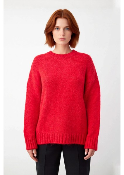 Kadın Casual Şık Oversize Kalın Triko Kazak Bisiklet Yaka Rahat Uzun Boy Soğuk Havalar Kaliteli fiyatları