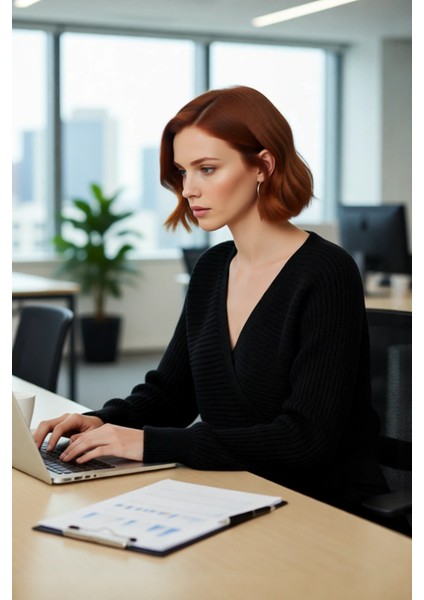 Kadın Kruvaze V Yaka Crop Triko Kazak Regular Kalıp Uzun Kol Fitilli Dokuma Günlük Şıklık Kaliteli fırsatları