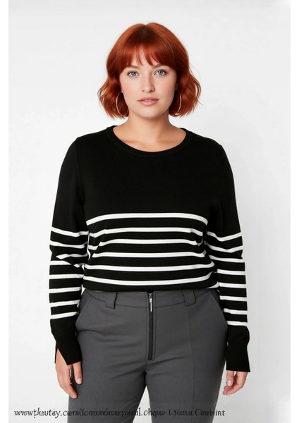 Kadın Bisiklet Yaka Çizgili Triko Kazak Standart Kol Rahat Kalıp Günlük Sonbahar Kış Şıklığı fiyatları