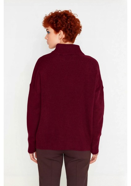 Kadın Basic Oversize Dik Yaka Triko Kazak Düşük Kol Uzun Boy Kışlık Günlük Şıklık Sunar Kaliteli fiyatları