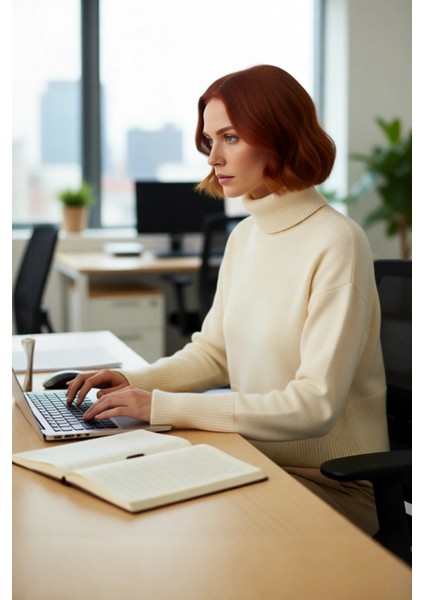 Kadın Crop Boy Oversize Triko Kazak Dik Yaka Standart Kol Düz Desen Yumuşak Dokulu Kış Gardırobu