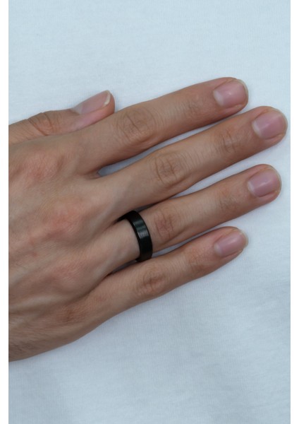 6mm Köşeli Düz Model Unisex Kadın Erkek Çelik Alyans Yüzük cl30