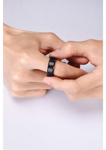 6mm Köşeli Düz Model Unisex Kadın Erkek Çelik Alyans Yüzük cl30