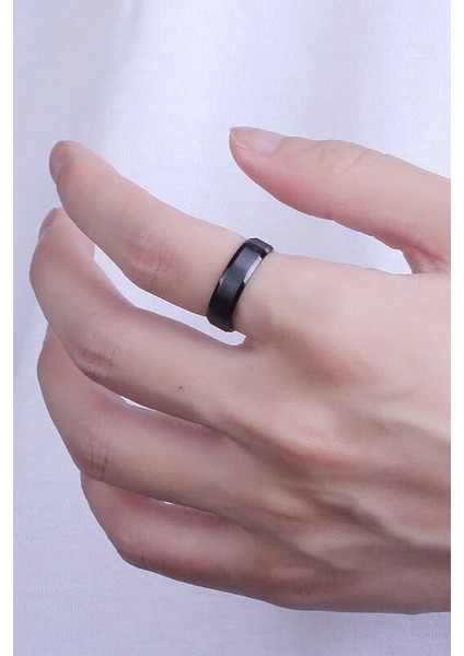 6mm Köşeli Düz Model Unisex Kadın Erkek Çelik Alyans Yüzük cl30