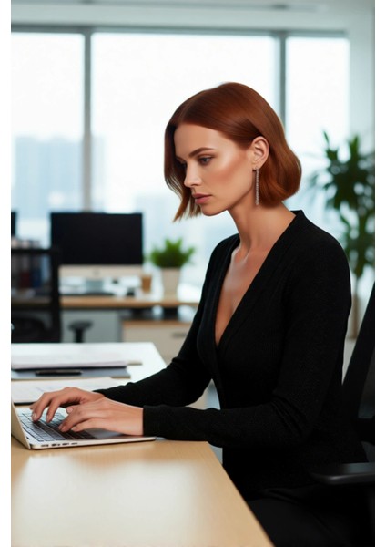 Kadın Fashion Forward Regular Kalıp Siyah Simli Triko Kazak Uzun Kollu V Yaka Modern Stil Sunar fırsatları