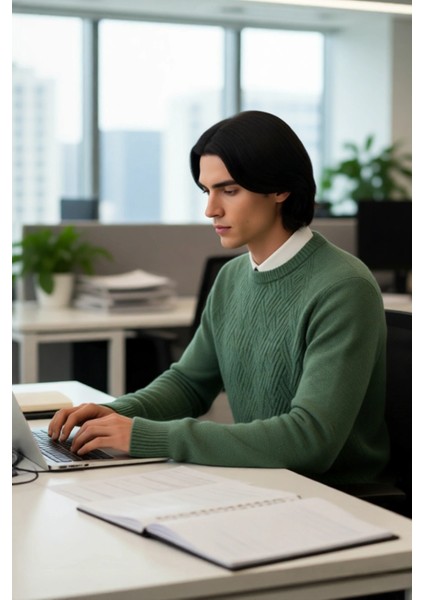 Erkek Fitted Kalıp Dokulu Bisiklet Yaka Reglan Kol Triko Kazak Soğuk Kış Günleri Için Ideal Seçim fırsatları