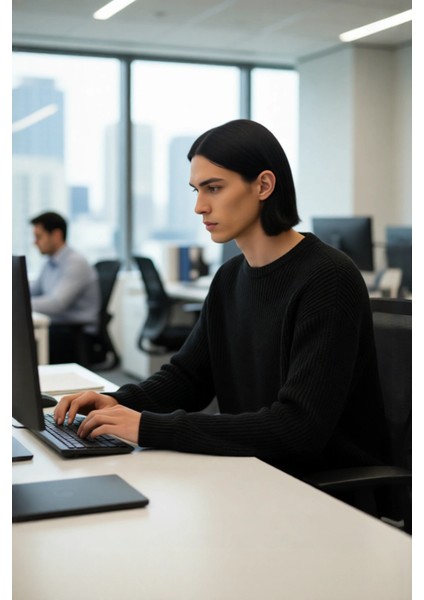 Soğuk Kış Günleri Için Erkek Oversize Kalıp Bisiklet Yaka Rahat Triko Kazak Basic Stil Kaliteli fırsatları