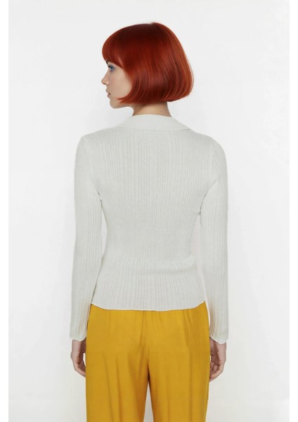 Kadın Merserize Görünümlü Ince Yapılı Uzun Kollu Polo Yaka Triko Kazak Şık ve Rahat Kaliteli fiyatları