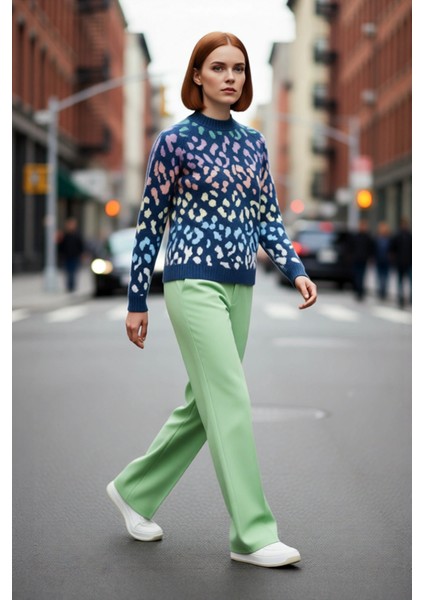 Kadın Oversize Animal Desenli Triko Kazak Konforlu Bisiklet Yaka Uzun Reglan Kol Kış Stiliyle Şıklık modelleri