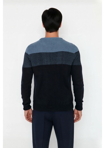 Erkek Rahat Kesim Bisiklet Yaka Renk Bloklu Akrilik Triko Kazak Soğuk Havalar Için Mükemmel modelleri