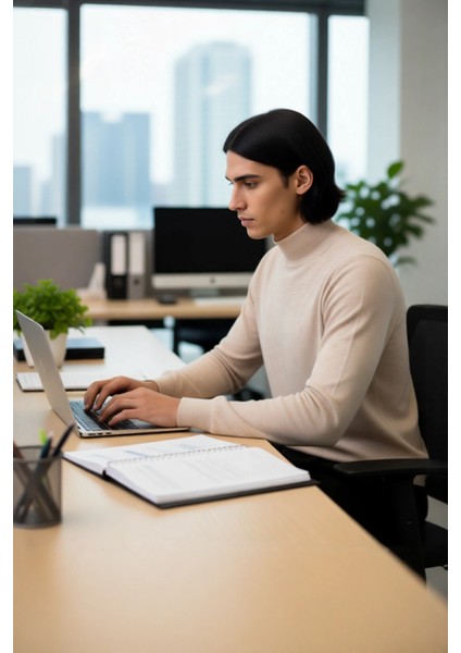 Erkek Standart Kol Fitted Kalıp Triko Kazak Günlük Giyimde Zarafet ve Şıklığı Birleştirir Kaliteli