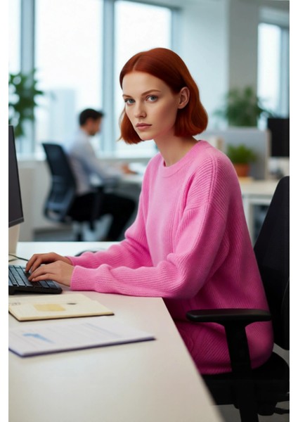 Kadın Uzun Kol Kışlık Ekru Selanik Örgü Triko Kazak Düşük Omuz Asimetrik Büzgü Detayı Kaliteli