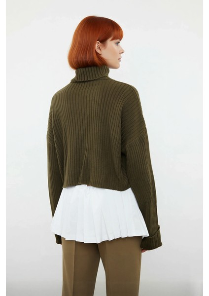 Kadın Oversize Super Crop Balıkçı Yaka Kışlık Triko Kazak Uzun Kollu Rahat ve Şık Stil Kaliteli fiyatları