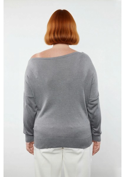 Kadın Basic Siluet Standart Kol Carmen Yaka Triko Kazak Günlük Kombinler Için Çok Yönlü Kaliteli modelleri