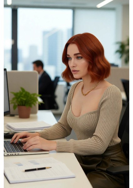 Kadın Basic Fitilli Crop Kahverengi Uzun Kol Kalp Yaka Akrilik Triko Kazak Rahat Gündüz Kombin