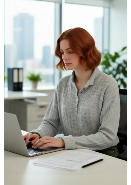 Kadın Casual Fitilli Triko Kazak Orta Kalınlık Dik Yaka Düşük Kol Rahat ve Trend Kış Stili