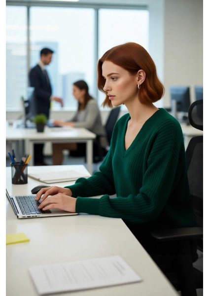 Kadın Gri Oversize V Yaka Triko Kazak Soğuk Havalarda Şıklık ve Konfor Sunan Düşük Kol Detayı fırsatları